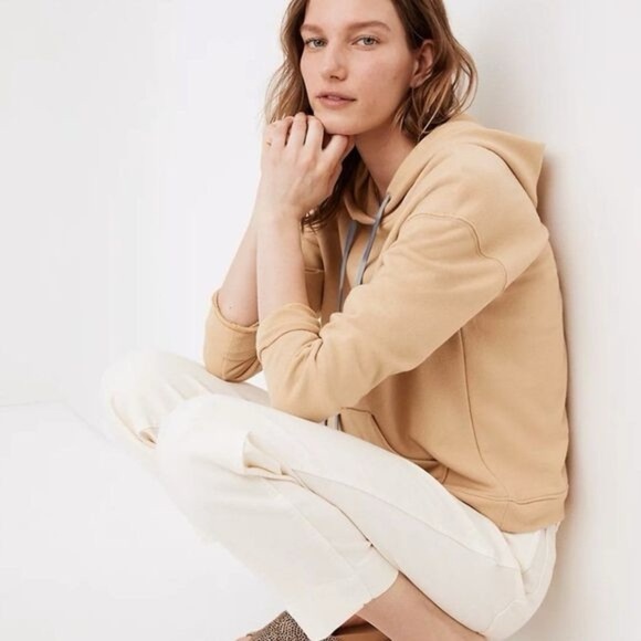MADEWELL Dip-Dye Drawstring Hoodie Sweatshirt Dropped Shoulder Desert Dunes S - Picture 2 of 16